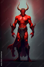 red skin horned scary devil creature