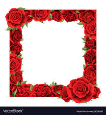 blank frame with red rose flowers