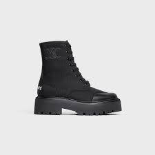 celine bulky laced up boot in nylon and