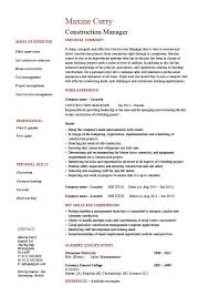 Construction Manager Cv Template Building Industry