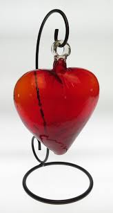 Red Glass Heart With Custom Display