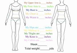 Precise Body Measurement Chart Weight Loss Printable Body