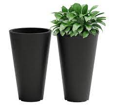 24 Inch Tall Modern Black Flower Pots