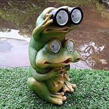 frog solar funny garden statues and