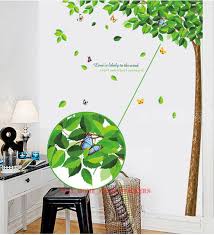 Huge Green Leaves Tree Wall Stickers