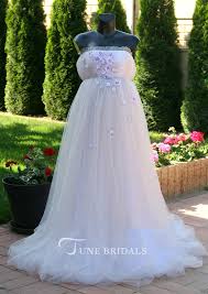 Sleeveless Beaded Floral Tulle Maternity Wedding Dress