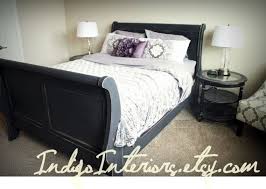 Distressed Black Queen Size Sleigh Bed