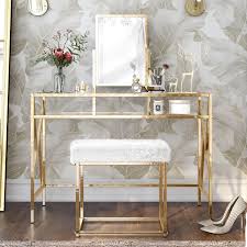 makeup vanity set with mirror and stool