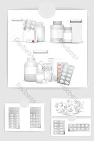 Vector White Medical Drugs Mockup Graphic Elements