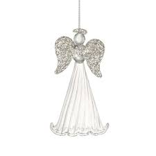 Short Glass Angel With Silvery Wings