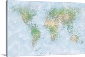 World Cities Map Wall Art Canvas