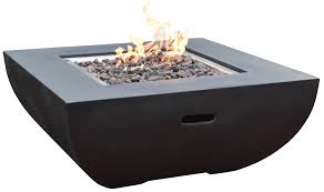 The tables come in a variety of styles and materials. Modeno Outdoor Aurora Fire Pit Table Grey Durable Round Fire Bowl Glass Fiber Reinforced Concrete Propane Patio Fire Place 34 Inches Electronic Ignition Cover And Lava Rock Included Walmart Com Walmart Com