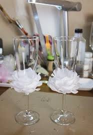 diy flower bead decorated wine glasses