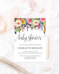 Floral Baby Shower Invitation Watercolor Flowers