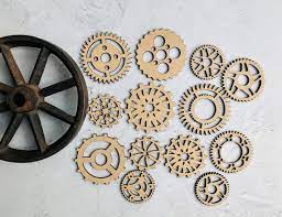 Wooden Steampunk Rotating Gears Cogs