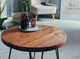 Handmade Round Wood Coffee Table With