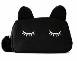 meowingtons glam black cat makeup bag
