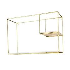 Cube Wall Shelf Storage Gold Metal