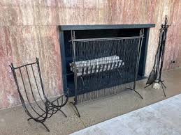 Vintage Forged Steel Fireplace Set