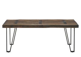Brown Pine Wood Coffee Table With Black