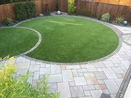 Circular Lawns With A Patio And Path
