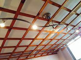 pine open lattice drop ceiling idea