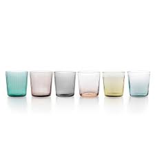 set of 6 plissÉ multicolor lowball glasses