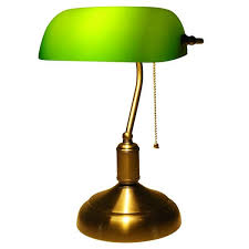 Antique Bankers Gold Metal Table Lamp