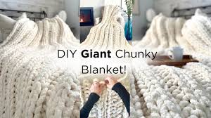 easy chunky knit blanket diy how to
