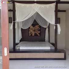 Poster Bed With Solid Wood And Rattan