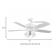 Hampton Bay 57238 Devron 52 In Led Indoor Matte White Ceiling Fan With Light Kit