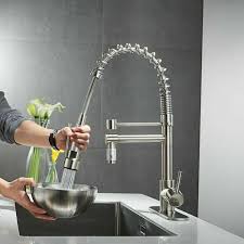 brushed nickel kitchen sink faucet pull