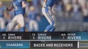 Philip rivers, quarterback, san diego chargers. Madden Player Hilariously Makes Chargers Offense Entirely Out Of Philip Rivers Wife And Kids
