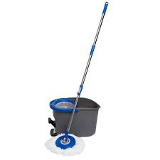 simpli magic gray and blue spin mop with foot pedal with 3 mop heads 8 l