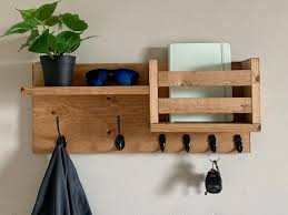 Entryway Mail Organizer With Hooks And