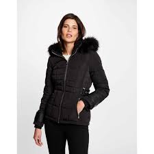 Short Hooded Padded Jacket With Faux