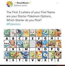 ElectriKevin The First 3 Letters of your First Name are your Starter Pokemon  Options, Which Starter do you Pick? #Pokemon NE MOCHA AN - America's best  pics and videos