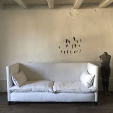 white linen caign sofa harp studio