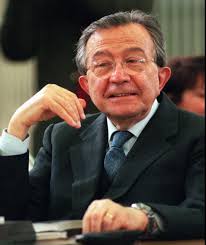15, 1995, file photo, former Premier Giulio Andreotti reacts to a question, as he attends a court hearing of his trial, temporarily moved to Rome from ... - Andreotti-Obit