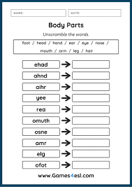 Body part actions worksheet author: Body Parts Worksheets Games4esl