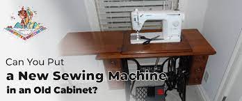 new sewing machine in an old cabinet