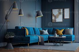 modern interior design blue sofa