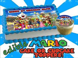 Even mario & luigi mustaches! Super Mario Bros Birthday Cake Topper Edible Sugar Decal Transfer Paper Picture Ebay