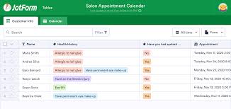 Booking and reservation calendar excel template. Salon Appointment Calendar Template Jotform Tables