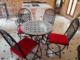 Mosaic With 4 Chairs Wrought Iron Patio