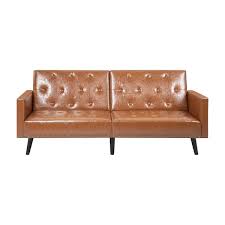 Faux Leather Rectangle Futon Sofa