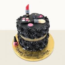 makeup theme birthday chocolate cake