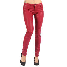 Bleulab Womens 8 Pocket Reversible Jean Leggings In Crimson