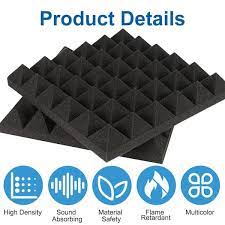 Wellco 1 Ft X 1 Ft X 3 In Sound Absorbing Panels Noise Absorbing Foam For Recording Studio 12 Pack