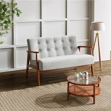 Wooden Frame Upholstered Tufted Sofa